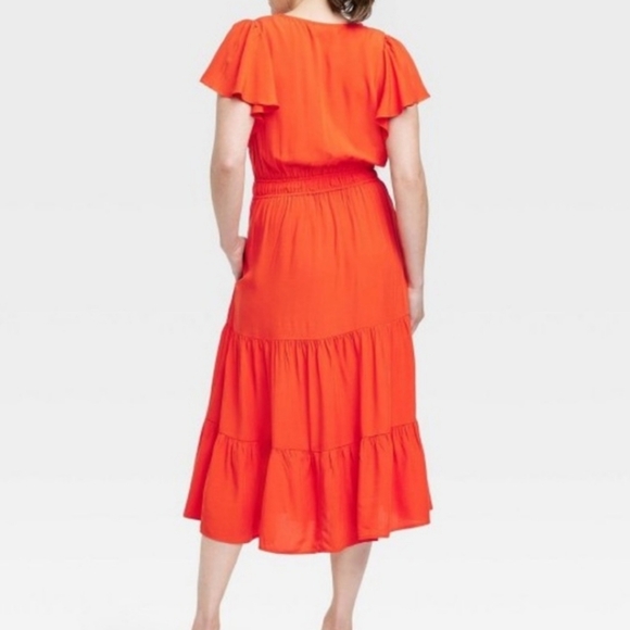 NWT KNOX ROSE | Midi Flutter Sleeve Dress - Picture 4 of 5